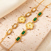 Wholesale Titanium Steel Women's Bracelet With Flower And Rhombus Patterns Electroplated In Golden Retro Elegant Style