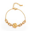 Wholesale Titanium Steel Women's Bracelet With Flower And Rhombus Patterns Electroplated In Golden Retro Elegant Style