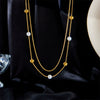 Wholesale Titanium Steel Women's Double Layer Cold Style Clavicle Chain With Lucky Beads Necklace