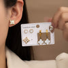 Wholesale Titanium Steel Women's Earrings Set With Heart Shape And Four Leaf Flower Pattern Electroplated