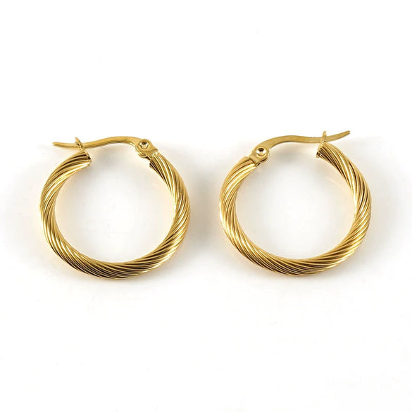 Wholesale Titanium Steel Women's Earrings With Geometric Spiral Pattern And Electroplating Treatment