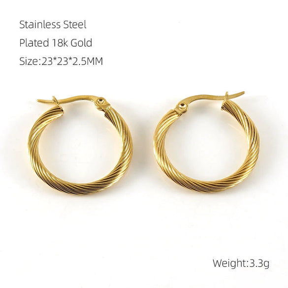 Wholesale Titanium Steel Women's Earrings With Geometric Spiral Pattern And Electroplating Treatment