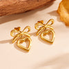 Wholesale Titanium Steel Women's Earrings With Love Water Drops And Bell Patterns And Bow And Hollow Shapes