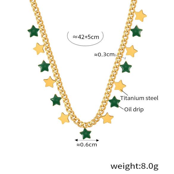 Wholesale 316L Stainless Steel Women's Fashion Personality Fivepointed Star Geometric Electroplated Necklace Jewelry