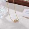 Wholesale Titanium Steel Women's Geometric Bowknot Necklace With Electroplating And O Word Chain