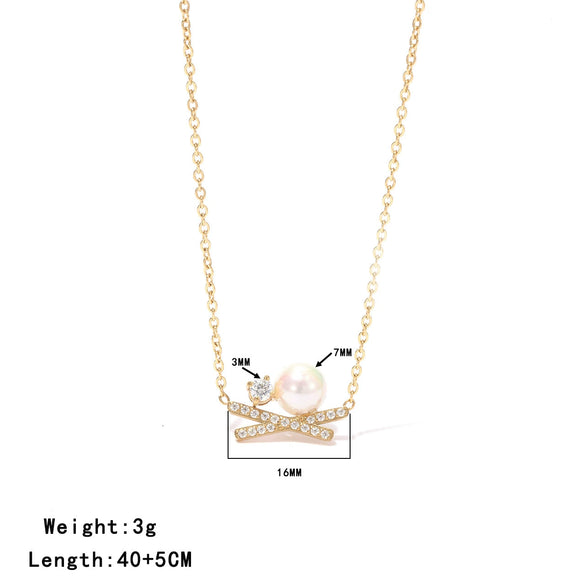 Wholesale Titanium Steel Women's Geometric Bowknot Necklace With Electroplating And O Word Chain