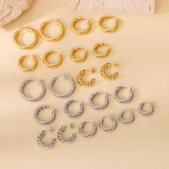 Wholesale Titanium Steel Women's Geometric Earrings Fashion Elegant Stereo Highend Polish Style