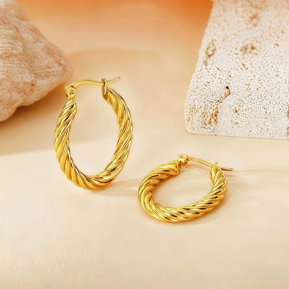 Wholesale Titanium Steel Women's Geometric Earrings Fashion Elegant Stereo Highend Polish Style