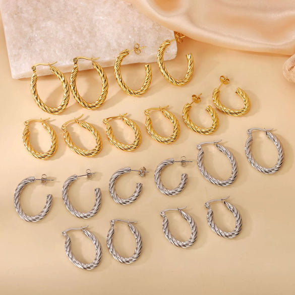 Wholesale Titanium Steel Women's Geometric Earrings Fashion Elegant Stereo Highend Polish Style