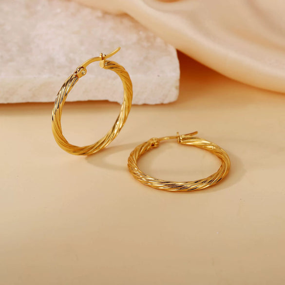 Wholesale Titanium Steel Women's Geometric Earrings Fashion Elegant Stereo Highend Polish Style