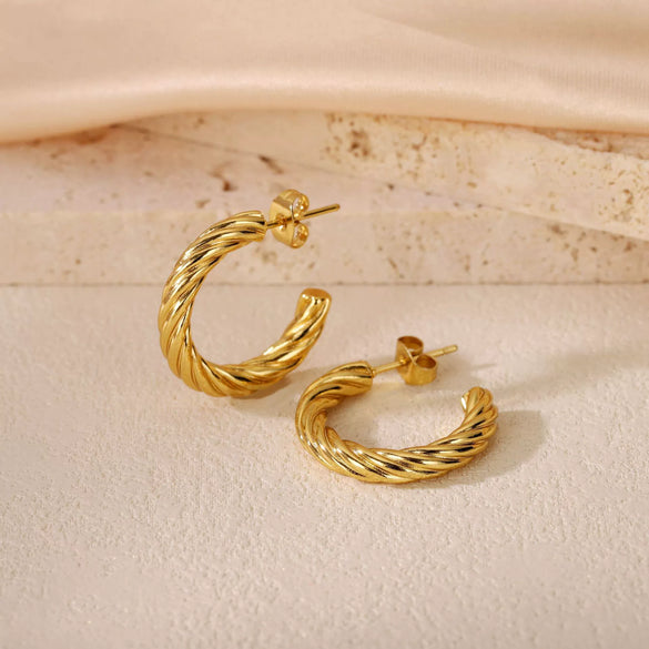 Wholesale Titanium Steel Women's Geometric Earrings Fashion Elegant Stereo Highend Polish Style