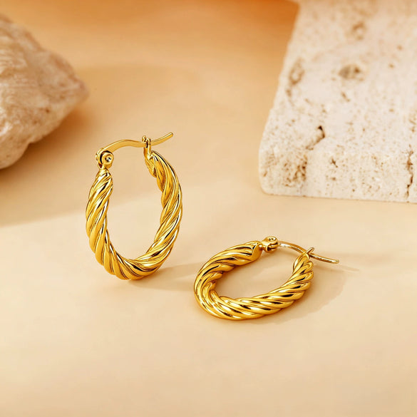 Wholesale Titanium Steel Women's Geometric Earrings Fashion Elegant Stereo Highend Polish Style