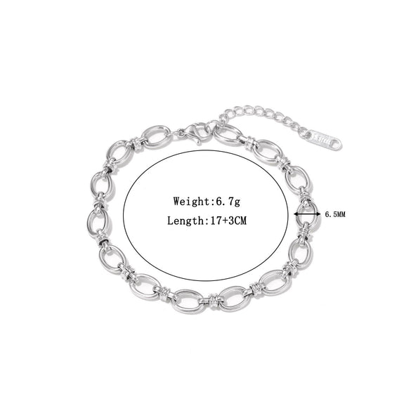 Wholesale Titanium Steel Women's Geometric Handwoven Electroplated Nonfading Bracelet