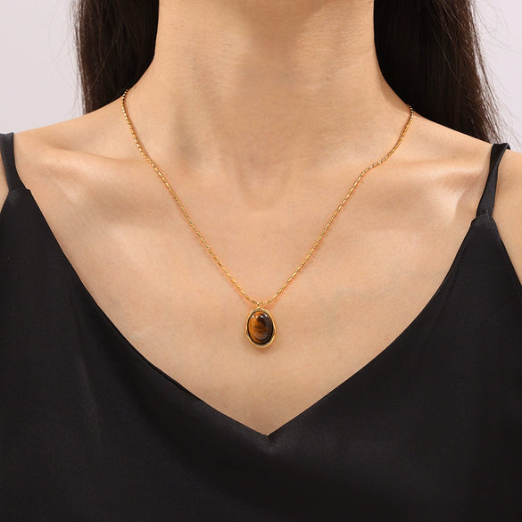 Wholesale 316L Stainless Steel Women's Geometric Pendant Necklaces Retro Fashion
