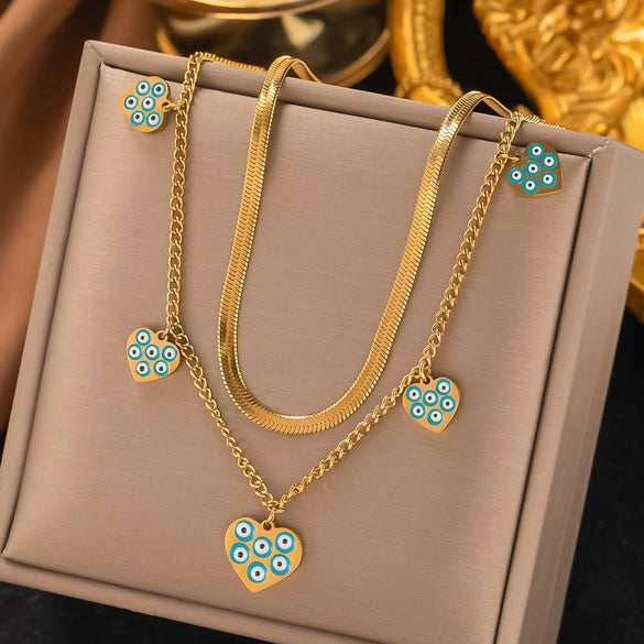 Wholesale Titanium Steel Women's Geometric Retro Necklace With Electroplating O Word Chain