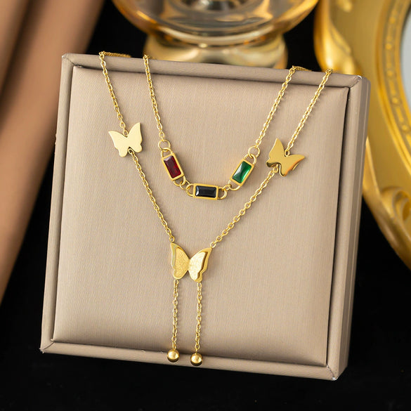 Wholesale Titanium Steel Women's Geometric Retro Necklace With Electroplating O Word Chain