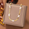 Wholesale Titanium Steel Women's Geometric Retro Necklace With Electroplating O Word Chain