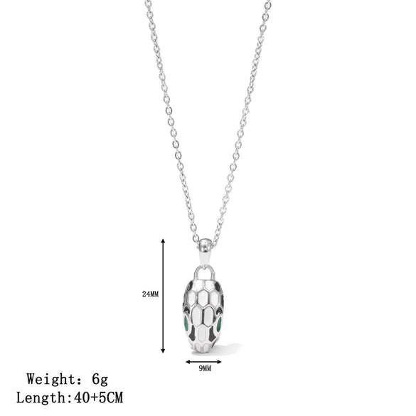 Wholesale Titanium Steel Women's Geometric Snake Head Pendant O Word Chain Necklace With Electroplating