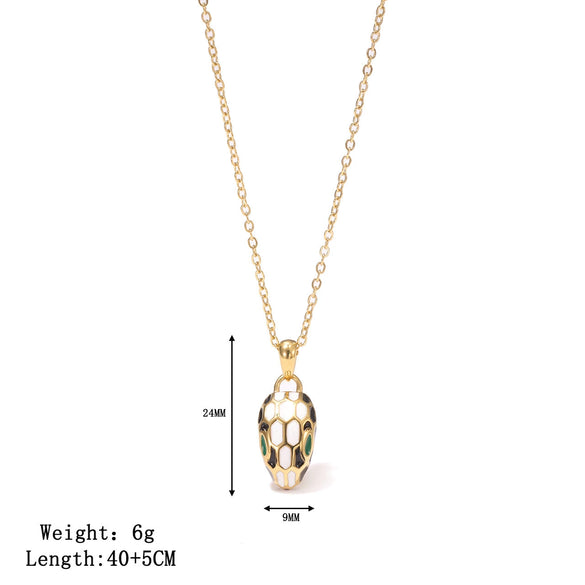 Wholesale Titanium Steel Women's Geometric Snake Head Pendant O Word Chain Necklace With Electroplating