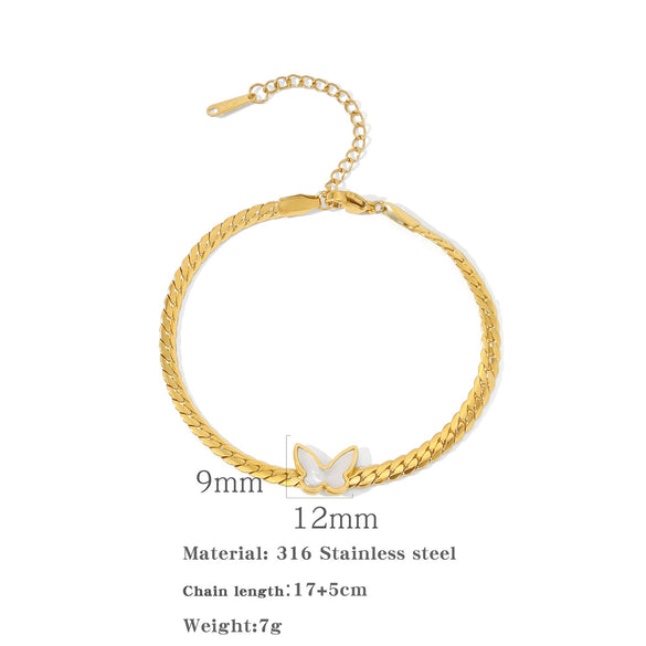 Wholesale Titanium Steel Women's Geometric Threedimensional Butterfly Electroplated Bracelet