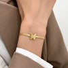 Wholesale Titanium Steel Women's Geometric Threedimensional Butterfly Electroplated Bracelet