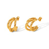 Wholesale Titanium Steel Women's Geometric Threeline Cshaped Electroplated Earrings