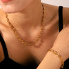 Wholesale Titanium Steel Women's Handmade Geometric Style Necklace With Colorfree Bracelet