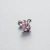 Wholesale Titanium Steel Women's Heart Shape Pink Zircon Butterfly Screw Ear Nail With Fairy Style