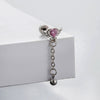 Wholesale Titanium Steel Women's Heart Shape Pink Zircon Butterfly Screw Ear Nail With Fairy Style
