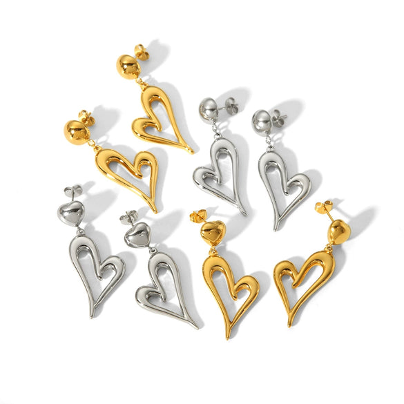 Wholesale Titanium Steel Women's Heart Shaped High Sense Earrings