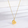 Wholesale Titanium Steel Women's Heartshaped Pendant Necklace With Geometric Pattern And Electroplating Treatment Ochain Style Simple Design