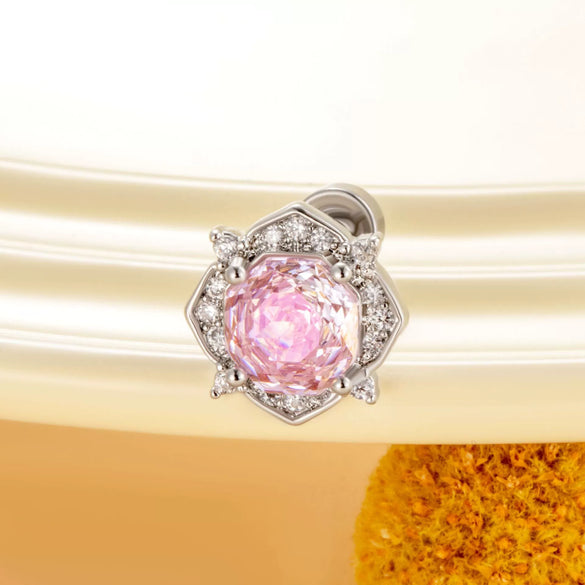 Wholesale Titanium Steel Women's Inlaid Zircon Flower Style Ear Nails