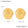 Wholesale 316L Stainless Steel Women's Irregular Bump Texture Geometric Carved Flower Shape Earrings With Electroplating