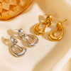 Wholesale Titanium Steel Women's Irregular Double Ring Heart Geometric Joker Style Waterproof Nonfading Earrings