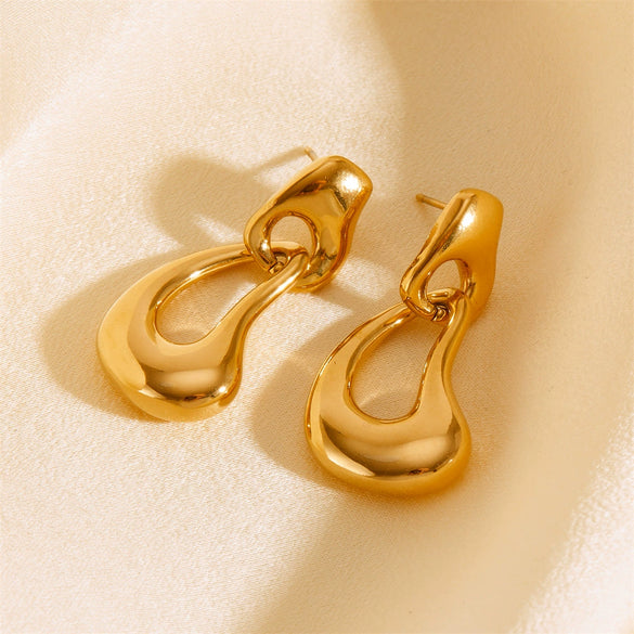 Wholesale Titanium Steel Women's Irregular Double Ring Heart Geometric Joker Style Waterproof Nonfading Earrings