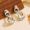 Wholesale Titanium Steel Women's Irregular Double Ring Heart Geometric Joker Style Waterproof Nonfading Earrings