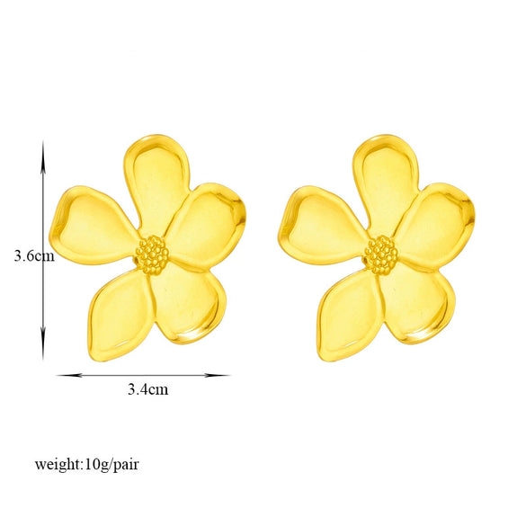 Wholesale Titanium Steel Women's Irregular Fivepetal Flower Electroplated Ear Stud Jewelry Accessories