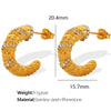 Wholesale 316L Stainless Steel Women's Jewelry Electroplated C Type Hemp Pattern Diamond Earrings