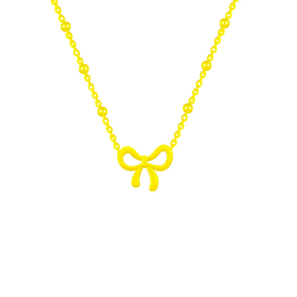 Wholesale Titanium Steel Women's Light Luxury Geometric Bow Necklace With Electroplating