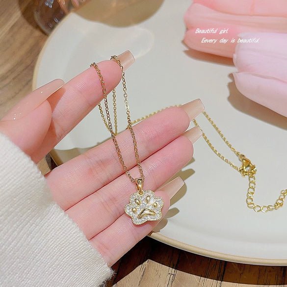 Wholesale Titanium Steel Women's Light Luxury Geometric Bow Necklace With Electroplating