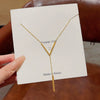 Wholesale Titanium Steel Women's Light Luxury Geometric Bow Necklace With Electroplating