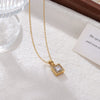 Wholesale Titanium Steel Women's Light Luxury Geometric Square Pendant Necklace Electroplated