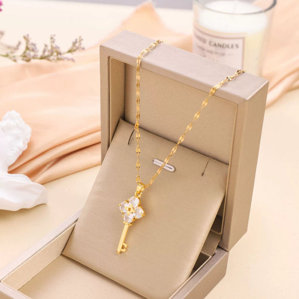 Wholesale Titanium Steel Women's Light Luxury Geometric Twisted Chain Necklace With Mixed Gem Inlay And Electroplating