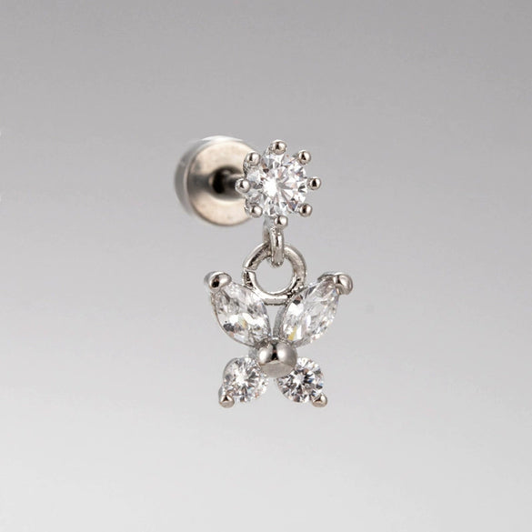 Wholesale Titanium Steel Women's Minimalist Heart Shape Electroplated Ear Nails