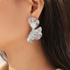 Wholesale 316L Stainless Steel Women's Mori Style Geometric Multilayer Texture Petal Design Electroplated Earrings