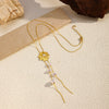 Wholesale Titanium Steel Women's Necklace With Animal And Zodiac Shapes Set With Diamonds Cross Chain Light Luxury Style
