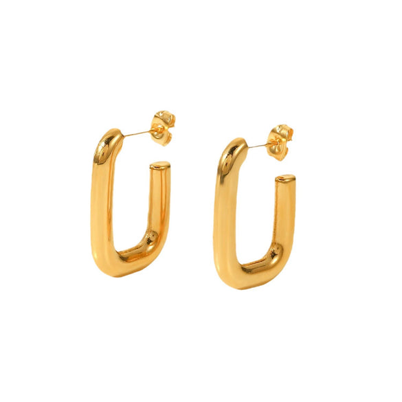 Wholesale Titanium Steel Women's Open Square Geometric Earrings With 18K Gold Electroplating