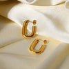 Wholesale Titanium Steel Women's Open Square Geometric Earrings With 18K Gold Electroplating