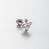 Wholesale Titanium Steel Women's Pink Cherry Shaped Ear Studs Inlaid With Zircon Princess Style