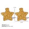 Wholesale 316L Stainless Steel Women's Retro Geometric Star Earrings With Pleated Texture And Electroplating Design